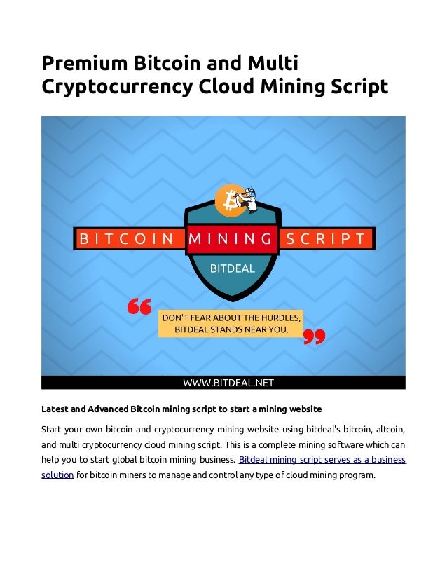 Bitcoin And Cryptocurrency Mining Script - 
